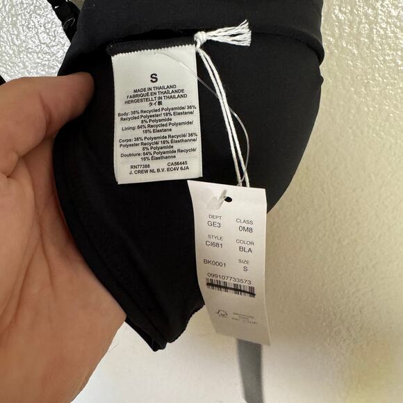 J.Crew Classic Sculpt Lana Bikini Top SZ S Black V-Neck Removable Pad Adjustable - Picture 6 of 8